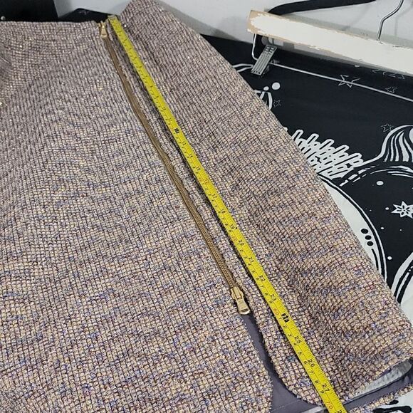 J.Crew Nwt Purple Gold Sparkle Tweed Front Zip Skirt - Picture 12 of 12